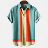 Sebastian | Chemise à Rayures Graphiques à Manches Courtes avec Vibes Rétro