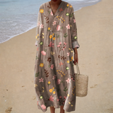 フラッタリングプリントの夏ドレス