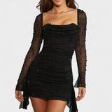 Sónia - Robe Mini avec Brillance et Décolleté