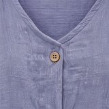 Blouse pour Femme à Col en V avec Boutons et Manches 3/4 en Lin et Coton