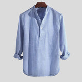 Chemise Homme Rayée Décontractée à Manches Longues