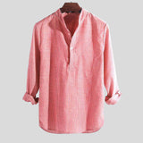 Chemise Homme Rayée Décontractée à Manches Longues