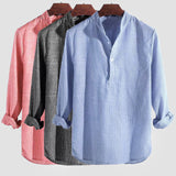 Chemise Homme Rayée Décontractée à Manches Longues