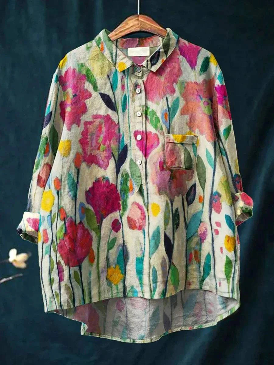 セグラ - コットン＆リネンヴィンテージ花柄シャツ