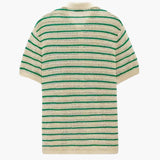 Weston | Chemise d'été pour hommes en crochet à rayures vertes avec fermeture à boutons