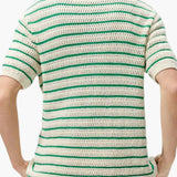Weston | Chemise d'été pour hommes en crochet à rayures vertes avec fermeture à boutons