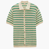 Weston | Chemise d'été pour hommes en crochet à rayures vertes avec fermeture à boutons