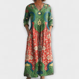 Raquel - Robe maxi avec motif floral vintage