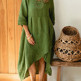 Marta - Robe asymétrique en coton et lin